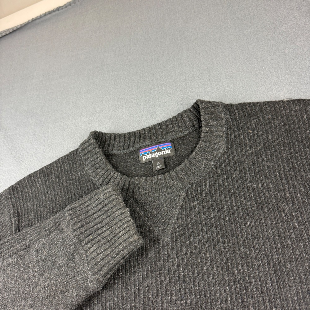 Patagonia Off Country Sweater Men's XL Black Recycled Ribbed Knit Fisherman Gorp